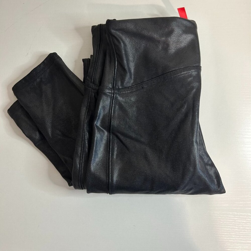 SPANX Weathered Faux Leather Leggings, Black S